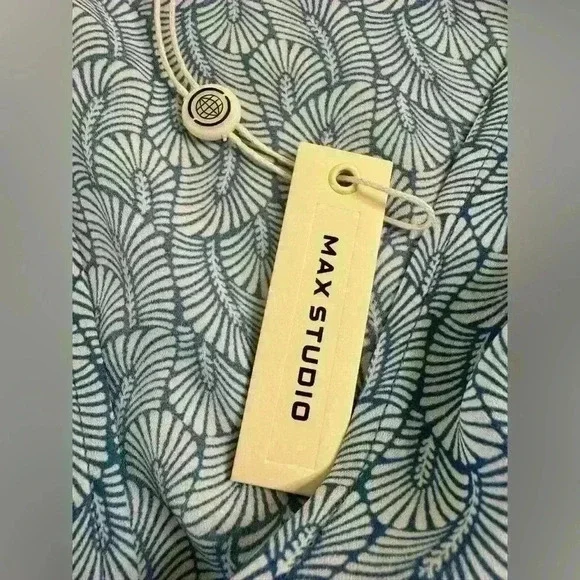 NWT Max Studio Crepe Tie Front Ruffle Sleeve Peasant Kimono Elastic Waist Blouse - Picture 7 of 10